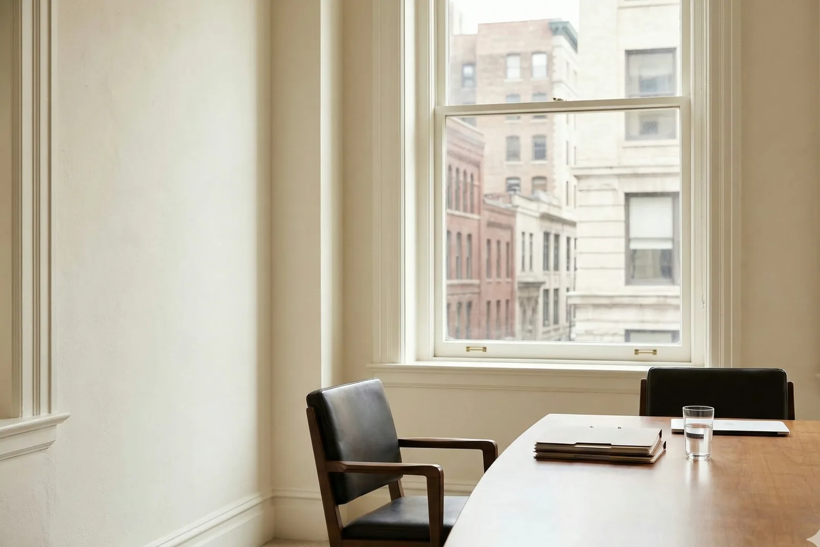 A quiet meeting room overlooking downtown Toledo